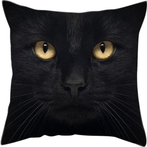 Single-sided Cat Pattern Linen Pillowcase Animal Printed Car Cushion Cover Artistic Non-fading Throw Pillow Cases Home Decor