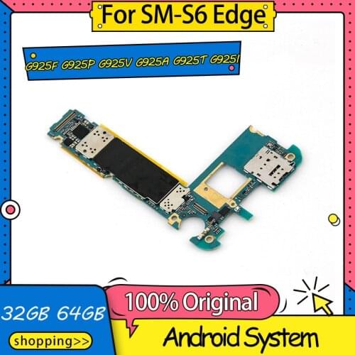 Original Unlocked For Samsung Galaxy S6 Edge Motherboard G925F G925P G925V G925A G925T G925I G9250 G925FQ With Android System