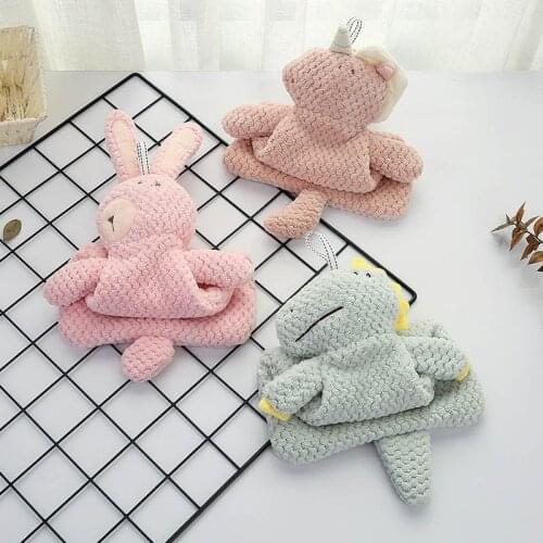 Kitchen Hanging Cloth Hand Face Wipe Towels Bathroom Accessories Absorbent Cute Cartoon Animal Microfiber Hanging Hand Towel
