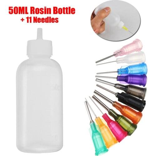 FORGELO 30ML/50ML Empty E-liquid Plastic Rosin Flux Alcohol Bottle +11 Needles Tool Parts For Dispenser Rosin Solder Flux Paste