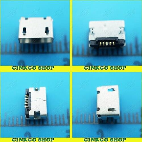 50pcs/lot Micro USB Jack USB Connector Charge Socket 5P 5Pin AB Type without Edge Crul Square Mouth for Mobile Phone Tablet PC