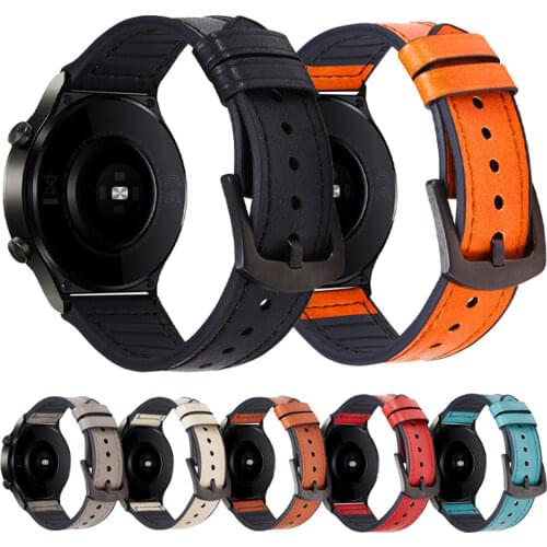22mm Silicone Leather Wrist Strap for HUAWEI Watch 3 Pr Watchband Belt for HUAWEI GT 2 46mm GT2 Pro Watch Soft Breathable Band