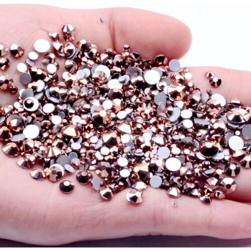 Rose Gold Crystal Rhinestones Non Hotfix For Nails Art Decoration SS3-SS30 Glue On Glass Diamonds deco nail art