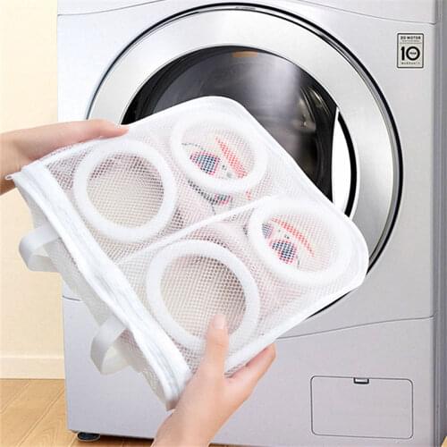 High Quality Polyester Mesh Wash Shoes Bag Washing Machine Laundry Bags For Sneakers Portable Household Hanging Dry Shoes Bags