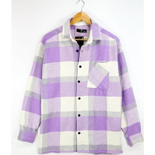 Lilac Checkered Slim Fit Lumberjack Mens Shirt