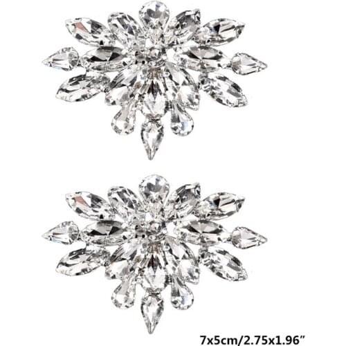 Q39C Shoe Clips Wedding Bridal Shoe Buckles Rhinestone Shoe Flowers for Party Decoration Wedding DIY Craft Accessories