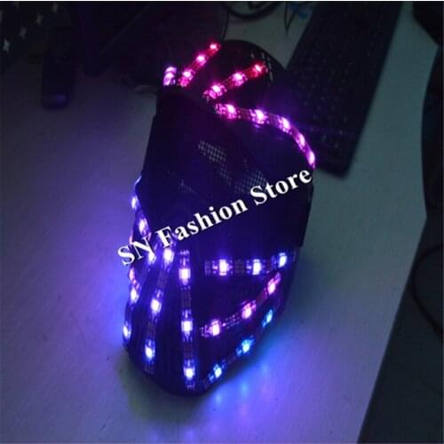 TK15 RGB robot costumes led colorful light led helmet bar dj disco ballroom dance wears led clothes remote men performance show