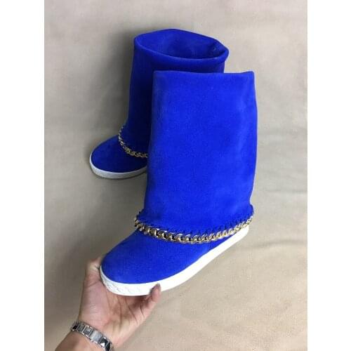 Height Increasing 2021 Winter Shoes Woman Furry Fur Snow Boots Plush Luxury Platform High Heels Wedge Suede Leather Shoes Botas