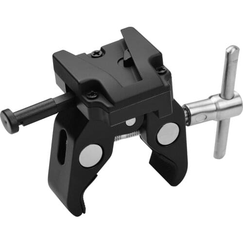 V-Mount Battery Adapter with Clamp Black/Sliver for Mounting V-lock Battery to Light Stand Tripod 1.2Kg Load Capacity