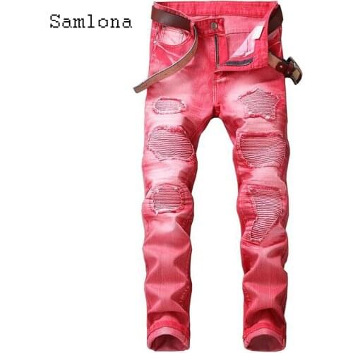 2021 Spring Autumn Men Jeans Denim Pants Slimming Bottoms Pant Male Patchwork Ripped Denim Jeans Straight Trousers Mens clothing