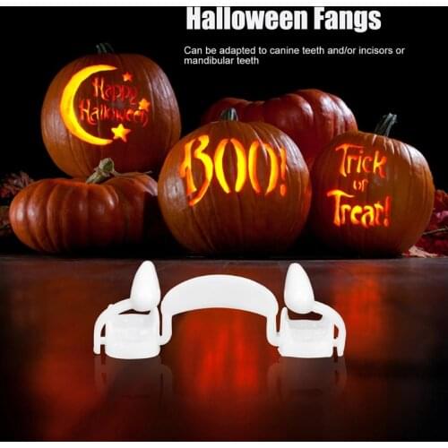 T8DE Retractable Vampire Teeth Halloween Cosplay Makeup Horrific Fangs Zombie Teeth Realistic Reusable Dentures Cosplay Props