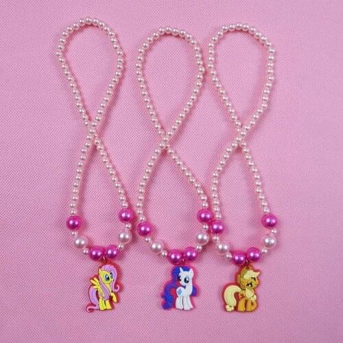 1Pcs Popular Personality Necklace Kawaii Little Ponies Choker Jewelry Chain Unicorn Pearl Rope Girls Exclusive Gift