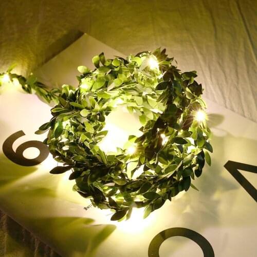 2M/3M/5M/10M Battery Powered LED Leaf Garland String Light Flexible Copper Wire Artificial Leaves Light Christmas Wedding Party