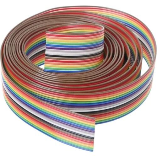 2m 16 Pin Flat IDC Ribbon Extension Cable Rainbow DuPont Wire With 1.27mm Line Pitch Connect Wires