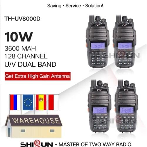 4PCS TH-UV8000D Walkie Talkie 10 KM Dual Band VHF UHF 10W Radio Comunicador 10 km 3600mAh Cross-band Repeater Function tyt radio