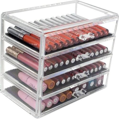 Large Capacity Acrylic Transparent 4-layer Drawer Cosmetic Storage Box Desktop Pressed Powder Jewelry Storage Box Gifts For Girl