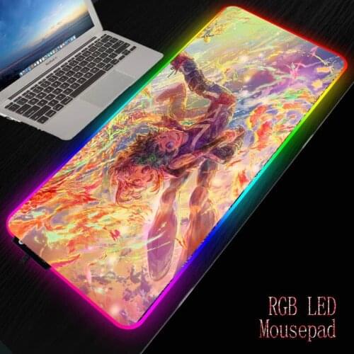 MRGBEST My Hero Academia RGB Large Gaming Mouse Pad Computer Mousepad Led 7 Colors Keyboard Desk Mat PC Mause with Backlit