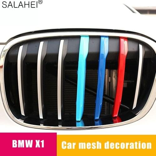 For BMW 16-18 New X1 ABS 3Pcs 3 Color Middle Mesh Trim Strip Exterior Accessories Car Front Grid Cover Net Decoration Stickers