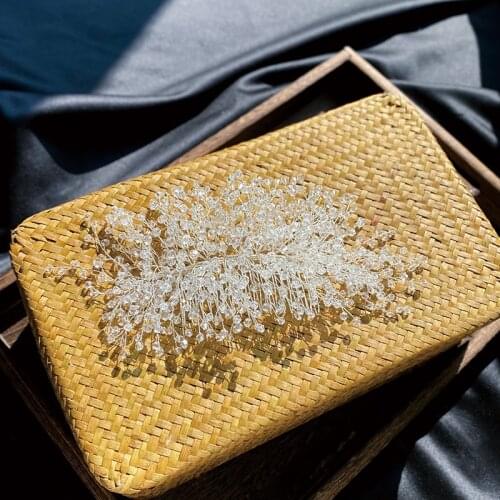 European Fashion Crystal Hair Comb Bridal Handmade Rhinestone Hairwear Diamond Hairclips for Wedding Banquet