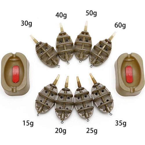 1Set Inline Method Carp Fishing Feeder 4 Feeders 15/20/25/35g 30/40/50/60g Mould fishing Tackle Accessories
