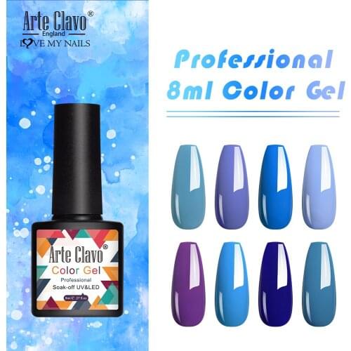 Arte Clavo 8ml UV Gel Nail Polish Water Ocean Blue Color Gel Polish Gel Varnish Lacquer LED Nail Art Fashion Manicure Soak Off