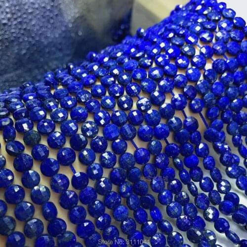 Blue lapis loose beads faceted coin 6*4mm 14" for DIY jewelry making FPPJ wholesale beads nature gem stone