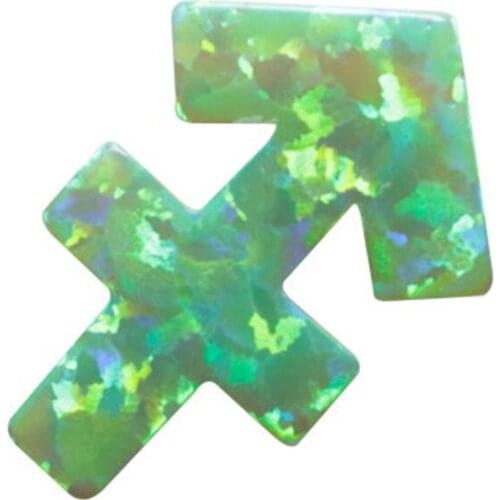 Hill-san Lotus Wholesale 10*14mm Synthetic Green Fire Opal 12 Zodiac Signs SAGITTAR Pendant