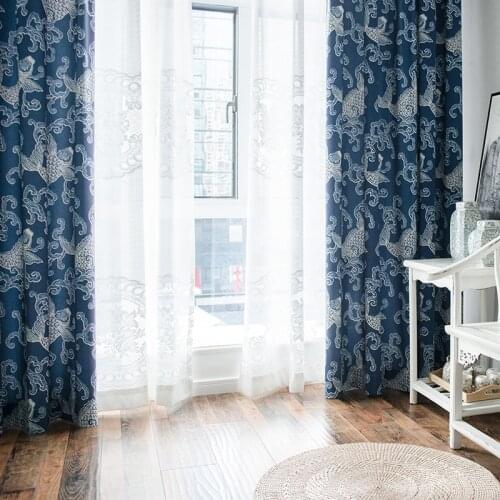 Customized for Living Room Bedroom Curtains Modern Chinese Style Simple Polyester Cotton Printed Curtains Nordic Style Curtains