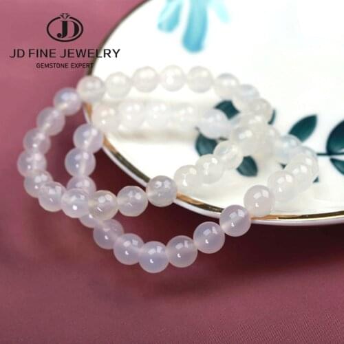 JD 5A High Quantity 10mm beads White Agates Natural Stone Bracelet Yoga Stretch Bracelets Bangles For Women Jewelry Gifts