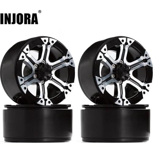 INJORA 4Pcs 1.9 Beadlock 6-Spokes Metal Wheel Rim Hub for 1/10 RC Crawler Car Axial SCX10 90046 D90