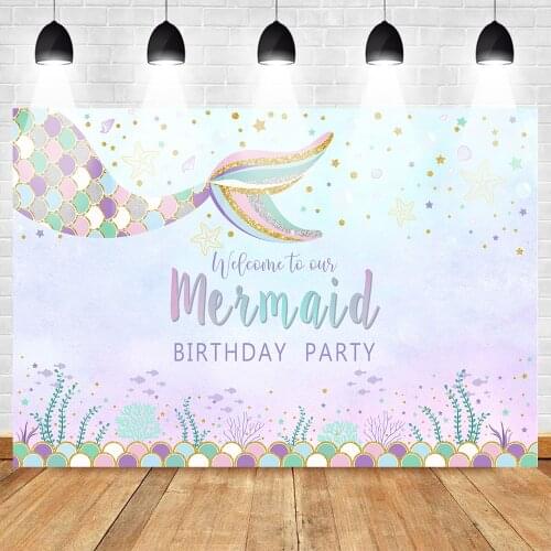 Mehofoto Little Mermaid Photography Backdrops Photophone Celebration Birthday Party Background for Photo Studio Underwater