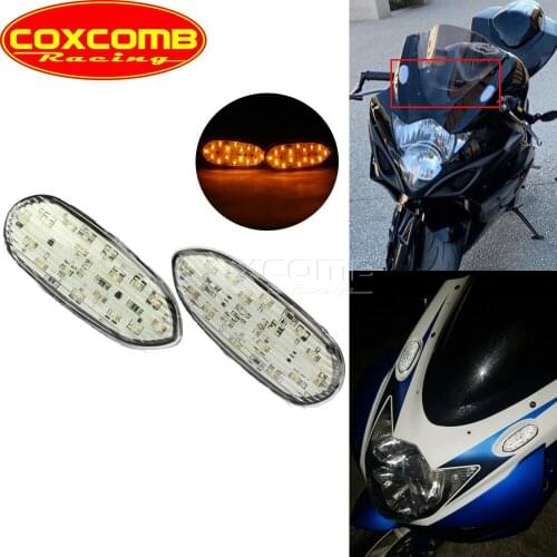 Motorcycle Front LED Amber Turn Signal Light Flush Mount Indicator Flasher Blinker for Suzuki GSXR GSX-R 600 750 1000 2006-2016