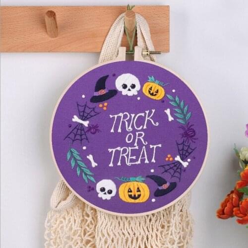 Embroidery Kit Halloween Embroidery Designs Embroidery Hoop Embroidery Threads Contains Materials and Tool DIY Kit Craft Gift(F)