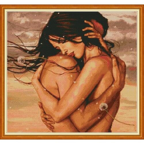 Everlasting Love Embrace 3 Chinese Cross Stitch Kits Ecological Cotton Clear Stamped Printed 11 DIY Christmas Wedding Decoration