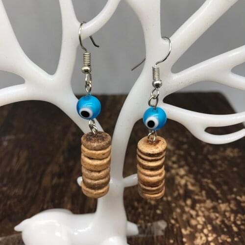 New fashion coconut shell beaded handmade glass eye earrings femininity elegant personality gift