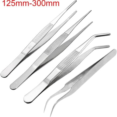 Uxcell New Hot 8-Inch 5-Inch 7-Inch 10-Inch 12-Inch Stainless Steel Tweezers Straight Blunt Plier with Serrated Tip