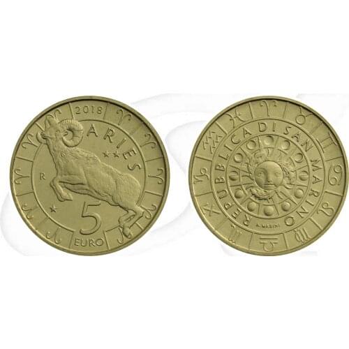 San Marino 2018 12 Constellation Series Aries 5 Euro Commemorative Coin Unc 100% Original Coins Real Euro Coin