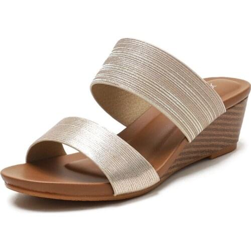 Women Summer Fashion Thick Soled Sandals Female High Heel Thick Soled Slope Heel Shoes Womens Sandals And Slippers