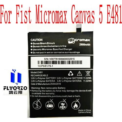High Quality 2900mAh E481 Battery For Fist Micromax Canvas 5 E481 Mobile Phone