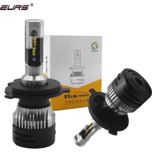 EURS 2PCS H4 H7 LED V5 Car Headlight Bulbs H11 H1 H3 9005 9006 H13 Hi-Lo Beam 6000K CSP Chips Auto Headlamp Led Light DC12v 24v