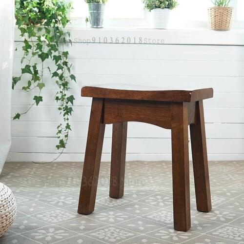 Solid Wood Stool Household Wooden Stool Low Stool Shoe Changing Stool Dressing Stool Leisure Square Stool Dining Table Dining St