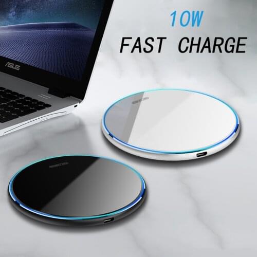 10W Universal Qi Wireless Charger for IPhone 8 Xr XS Max 11 12 Promax Fast Wireless Charging Mirror Pad for Samsung Huawei