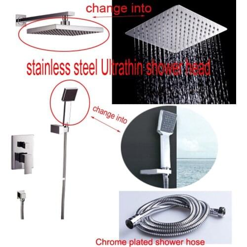 High quality shower set Brass Bathroom in-wall rainfall shower set+8" stainless steel Ultrathin head shower Free Shipping