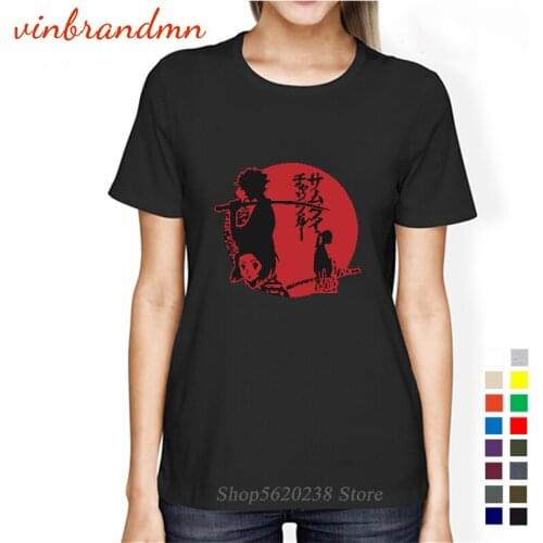 Funny Graphic Printed Tee shirt Japanese Kanji Fantasy Anime Samurai Champloo T shirts Samurai Ninja Characters Womens T-shirts