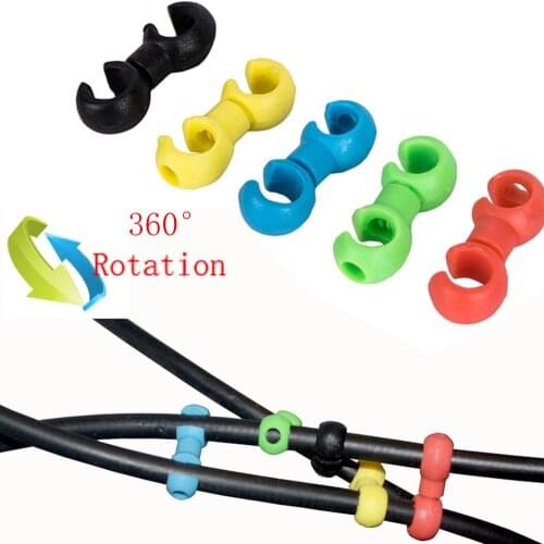 10Pcs S Style Clips Buckle Hose Guide Bicycle Brake Derailleur Shift Tube Rotatable 360 Degree MTB Cable Line Pipe Ring Clasp