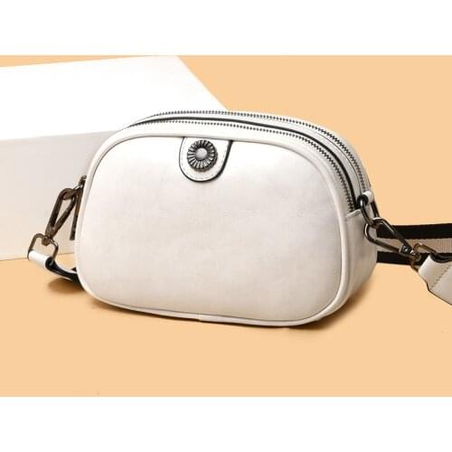 Counter Genuine Soft Leather Shoulder Bag Women 2021 Luxury Quality Wide Strap Small Bag Designer Cross Body Mobile Wallet Lady