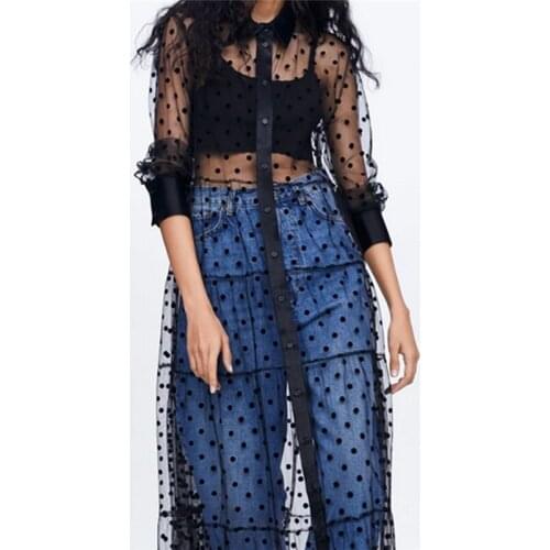 Women Mesh Sheer V Neck long Dress Elegant See through Party Clubwear Beach Playa Ladies Dress Summer Polka Dot Dames Streetwear