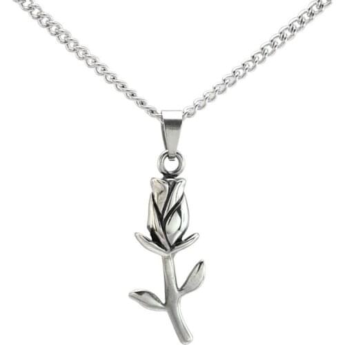 Womens Jewelry Stainless Steel Rose Love Fashion Charm Pendant Necklace