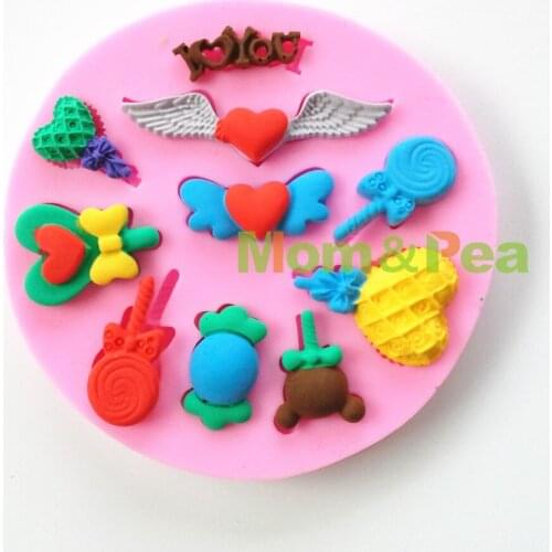 Mom&Pea 0702 Free Shipping Lollipops Shaped Silicone Mold Cake Decoration Fondant Cake 3D Mold