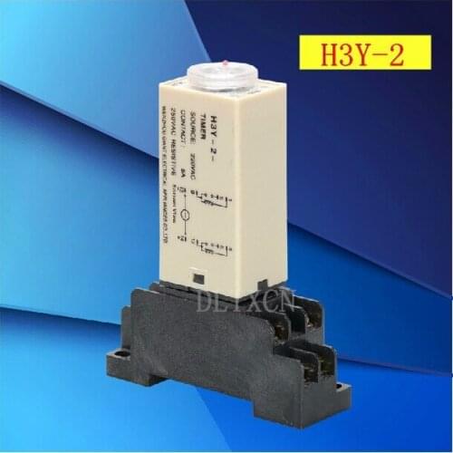 1 sets/lot H3Y-2 AC 220V Delay Timer Time Relay 0-10 Second with H3Y-2 Base